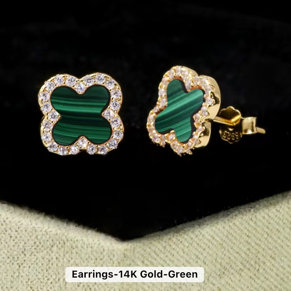 Alhambra style Clover Charm 925 Sterling Silver Stud - Picture 3 of 4
